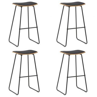 Gossi scaune de bar, 4 buc., negru, piele ecologica