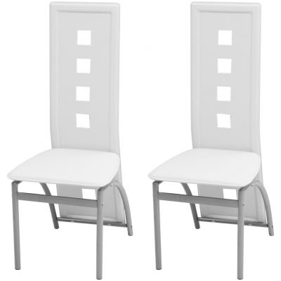 Gossi scaune de bucatarie, 2 buc., alb, piele ecologica