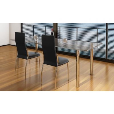 Gossi scaune de bucatarie, 2 buc., negru, piele ecologica