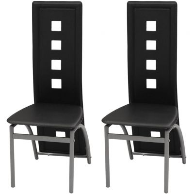Gossi scaune de bucatarie, 2 buc., negru, piele ecologica