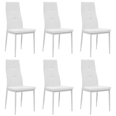 Gossi scaune de bucatarie, 6 buc., alb, piele ecologica