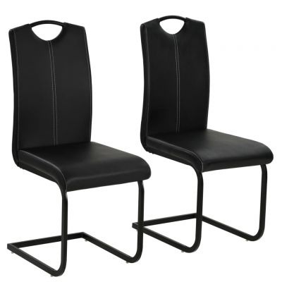 Gossi scaune de bucatarie consola, 2 buc., negru, piele ecologica