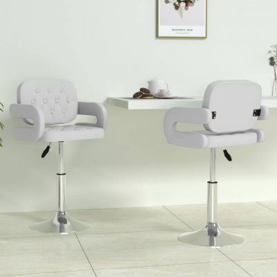 Gossi scaune de bucatarie pivotante, 2 buc., alb, piele artificiala