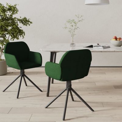 Gossi scaune de bucatarie pivotante, 2 buc., verde inchis, catifea