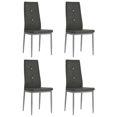 Gossi scaune de sufragerie, 4 buc. gri, piele ecologica