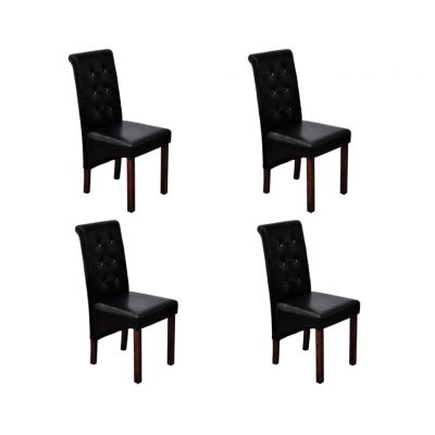Gossi scaune de sufragerie, 4 buc., negru, piele ecologica