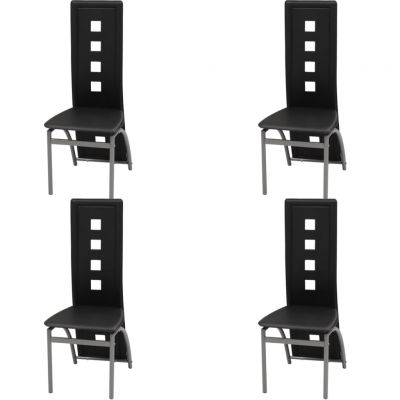 Gossi scaune de sufragerie, 4 buc., negru, piele ecologica