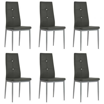 Gossi scaune de sufragerie, 6 buc., gri, piele ecologica