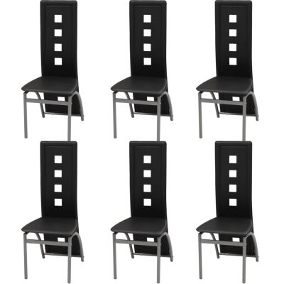 Gossi scaune de sufragerie, 6 buc., negru, piele ecologica