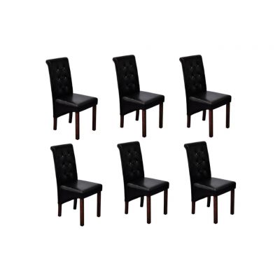 Gossi scaune de sufragerie, 6 buc., negru, piele ecologica