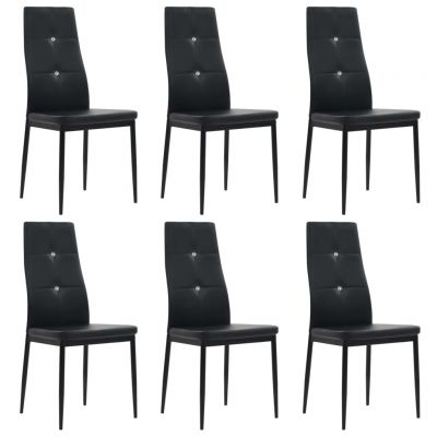 Gossi scaune de sufragerie, 6 buc., negru, piele ecologica