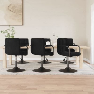 Gossi scaune de sufragerie pivotante 6 buc, negru, catifea