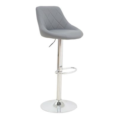 Scaun bar Boronez inaltime ajustabila piele ecologica PU gri si baza cromata 47x49x112 cm