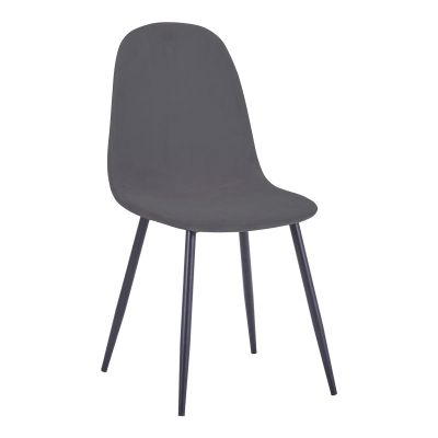 Scaun Bella pakoworld tesatura catifea Gri inchis-picior metalic negru 43x52x88cm