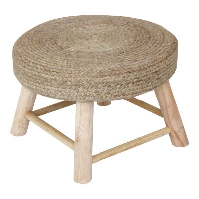 Scaun Bosco Inart din lemn de iută și eucalipt de culoare Naturală D45x40cm