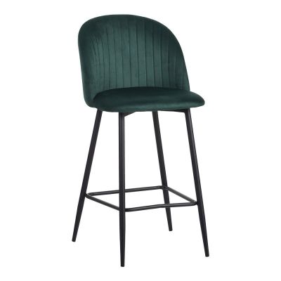 Scaun de bar Barow, Pako World, Verde inchis, 53x46x96 cm