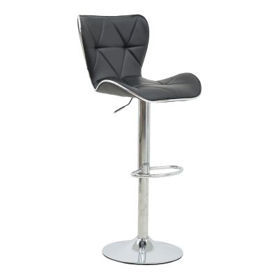 Scaun de bar Jorine reglabil pe inaltime baza neagra pu-crom, 53x44x114 cm