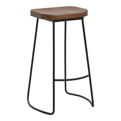 Scaun de bar Lamul pakoworld lemn de ulm in nuanta Nuc si metal 48x42x71cm