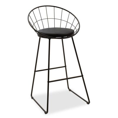 Scaun de bar Model Seth, Negru, 52x52x96 cm