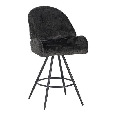 Scaun de bar Morea, Pako World, Negru, 55x66x107 cm