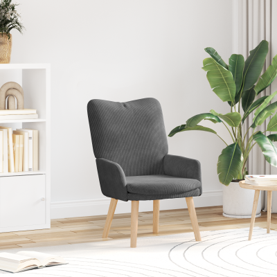 Scaun de relaxare Gossi gri inchis din tesatura corduroy