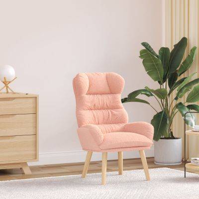 Scaun de relaxare Gossi pink din material asemanator lanii