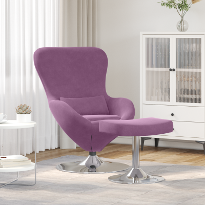 Scaun egg Gossi cu suport pentru picioare catifea violet