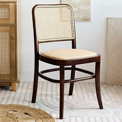 Scaun Legno, Homla, 49x45x83 cm, lemn/ratan, maro