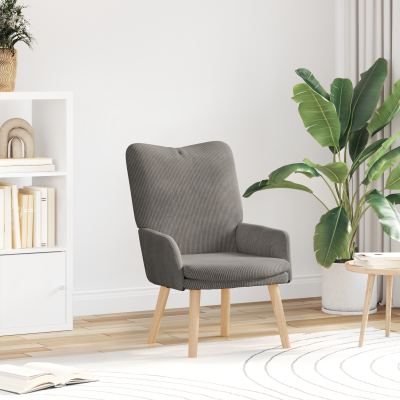 Scaun relaxant Gossi gri deschis din tesatura de corduroy