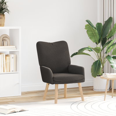 Scaun relaxant Gossi gri inchis din material cu aspect de lana