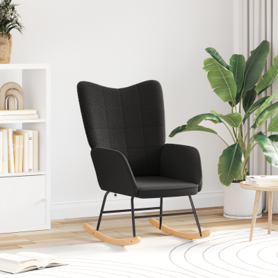 Scaun relaxant Gossi negru din material similar lanii