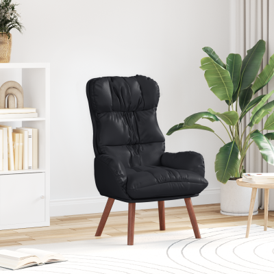 Scaun relaxant Gossi negru din piele faux