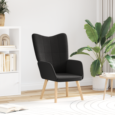 Scaun relaxant Gossi negru din tesatura asemanatoare lanii