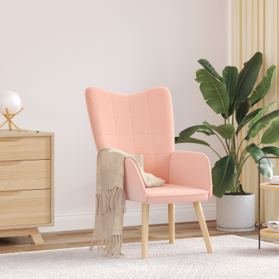 Scaun relaxant Gossi pink din tesatura asemanatoare lanii