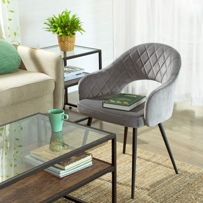 Scaun, Songmics, Elegant Design, 57x56x77 cm, otel/catifea, gi