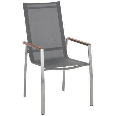 Scaun stivuibil in lemn, metal, textil gri, culoare inox
