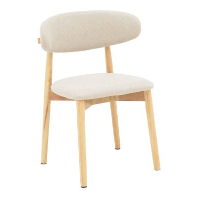 Scaun Ubene din lemn de cauciuc si material textil nuante naturale si bej 46x58x79 cm