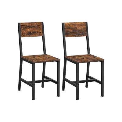 Set 2 scaune de bucatarie, Vasagle, 36x46.6x87.1 cm, PAL/otel, maro/negru