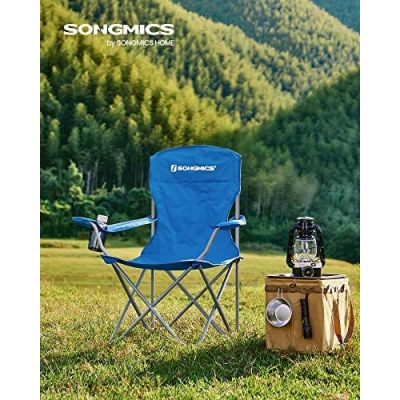 Set 2 scaune de camping, Songmics, Albastru, 76x51.5x95.5 cm