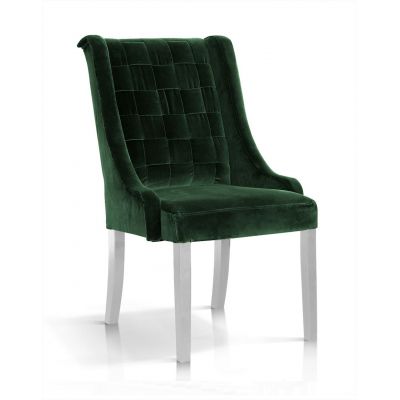 Scaun tapitat cu stofa si picioare din lemn, Prince Velvet Verde / Alb, l63xA73xH102 cm