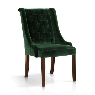 Scaun tapitat cu stofa si picioare din lemn, Prince Velvet Verde / Nuc, l63xA73xH102 cm