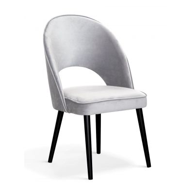 Scaun tapitat cu stofa si picioare metalice Ponte II Velvet Argintiu / Negru, l54xA63xH89 cm
