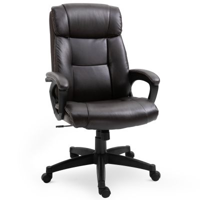 HOMCOM Fotoliu birou ergonomic reglabil cu roți pivotante 360°, tapițerie PU ciocolată, 64x73x106-115,5 cm | Aosom Romania