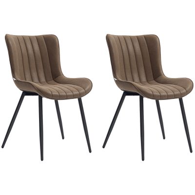 HOMCOM Lot de 2 scaune de sufragerie design modern și capitonat pentru sufragerie, sală de mese, dormitor, maro | Aosom Romania