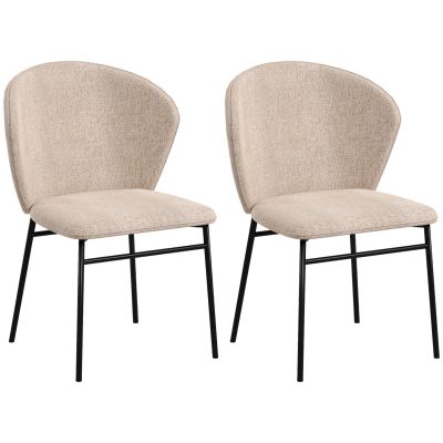 HOMCOM Scaun de masă, Design contemporan și elegant, Material textil cu efect de in, Oțel, 52 x 55 x 80 cm,  Maro deschis | Aosom Romania