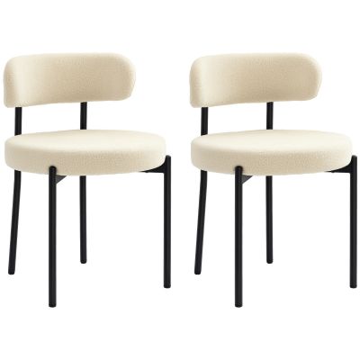 HOMCOM Set de 2 scaune de masă cu spătar din material textil și picioare din oțel 51 x 51 x 76 cm bej negru | Aosom Romania