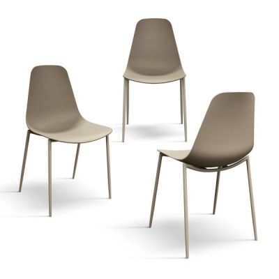 PAZZO DESIGN Set de 4 scaune Alix gri porumbel din polipropilenă și picioare metalice | Aosom Romania