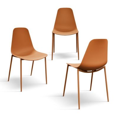 PAZZO DESIGN Set de 4 scaune Alix portocaliu, din polipropilenă și picioare metalice | Aosom Romania