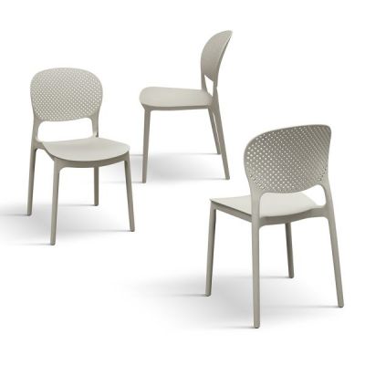 PAZZO DESIGN Set de 4 scaune Anita , culoare gri porumbel, din polipropilenă | Aosom Romania