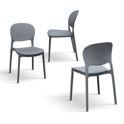 PAZZO DESIGN Set de 4 scaune Anita Gri din polipropilenă | Aosom Romania